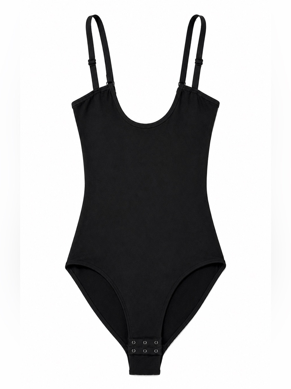 Women’s Black Shapewear Bodysuit Adjustable Straps Snap Closure L/XL